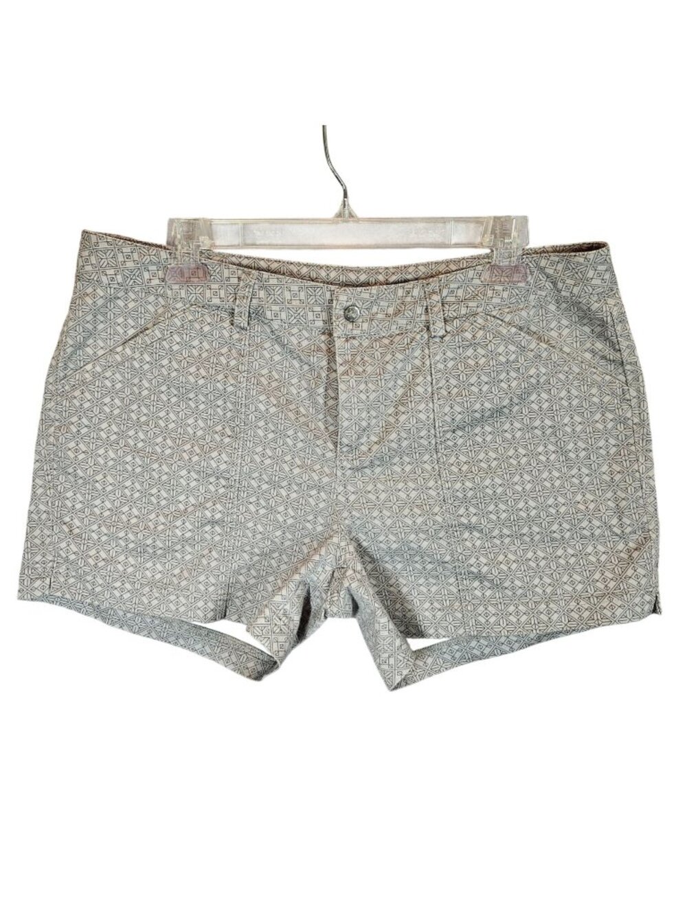 Mondetta Womens Large Patterned Cotton Blend Shorts Gray pockets casual stretch